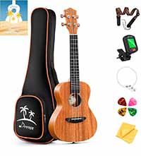 Donner Concierto Ukelele Para Principiantes Ukulele Caoba Kit 23 Pulgadas Niño Adulto con Afinador Cuerda Correa con Online Inglés Lección