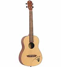 Ortega Ukelele Barítono - Bonfire Series - Natural Spruce - grabado por laser(RU5-BA), Beige (Natural)