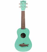 Makala MK-SS-GRN Shark Soprano - Ukelele con Bandera del Puente de Acabado Satinado, color Verde Surf_small