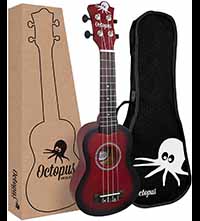 Octopus Ukelele - Ukelele soprano UK200D-RDB, color rojo metálico