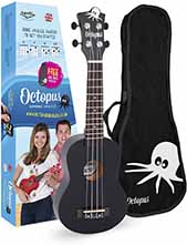 Octopus Ukulele UK200D-BK - Ukelele soprano, color negro mate